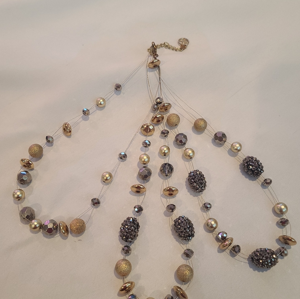 Elegant Gold and Silver Beaded Necklace